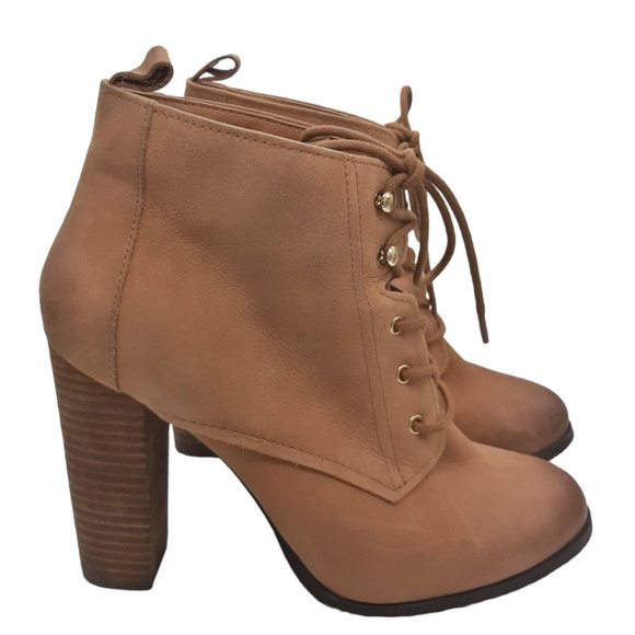 Aldo Genuine Leather Burnished Lace Up Chunky Heel Boots SZ 9 - Picture 1 of 12